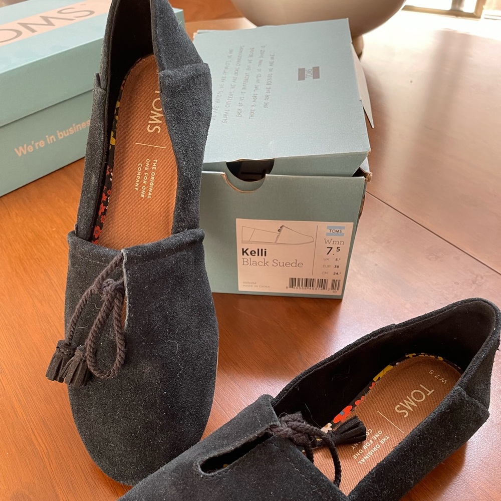 Toms Black Suede Flats